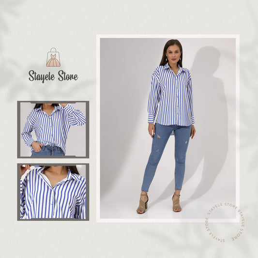 Classic Blue and White Striped Button-Down Shirt