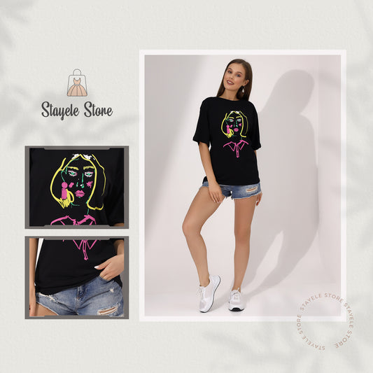 Modern Art Face Print Tee