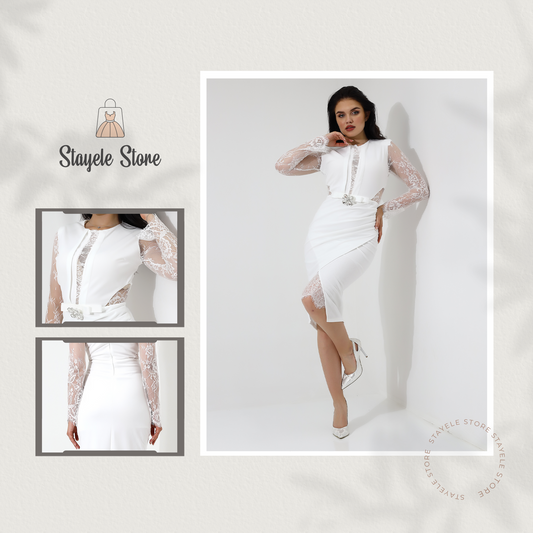 Elegant White Lace Midi Dress