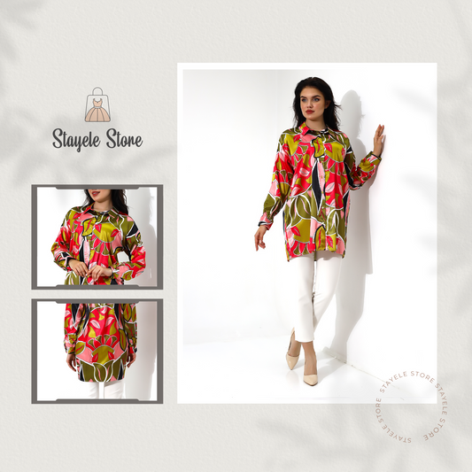 Vibrant Floral Button-Down Blouse