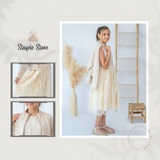 Chic Blossom Lace Dress with Elegant Jacket